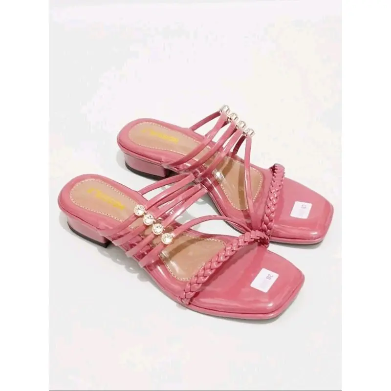 Sandal Heels 3cm Hak Tahu / Pesta / Wisuda Terbaru 2024 Kekinian Sendal Wanita Shoes 8