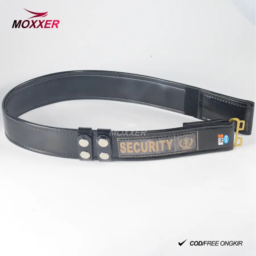 SABUK / KOPEL IKAT PINGGANG SATPAM SECURITY LOGO DAN POLOS WARNA HITAM DAN PUTIH [SABUK SAJA]