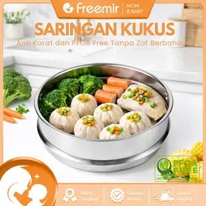 [PFOA Free] freemir Saringan Kukus Stainless Steel Anti Karat PFOA Free Kitchenware Premium Tahan Lama Food Grade Cocok untuk Kukus Sayur dan MPASI Mudah Dibersihkan