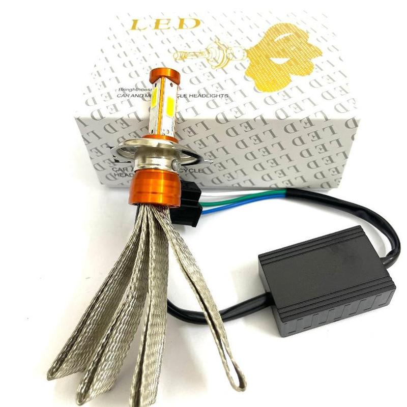 Bóng LED pha H4-M5 siêu sáng 3 tim tản nhiệt đuôi công AC-DC 12v-24v 40w Ánh…