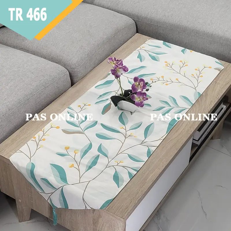 Table Runner / Taplak Meja Berbahan Kain Katun Polyseter dengan Tassel, Ukuran 120x40cm -  TR 6
