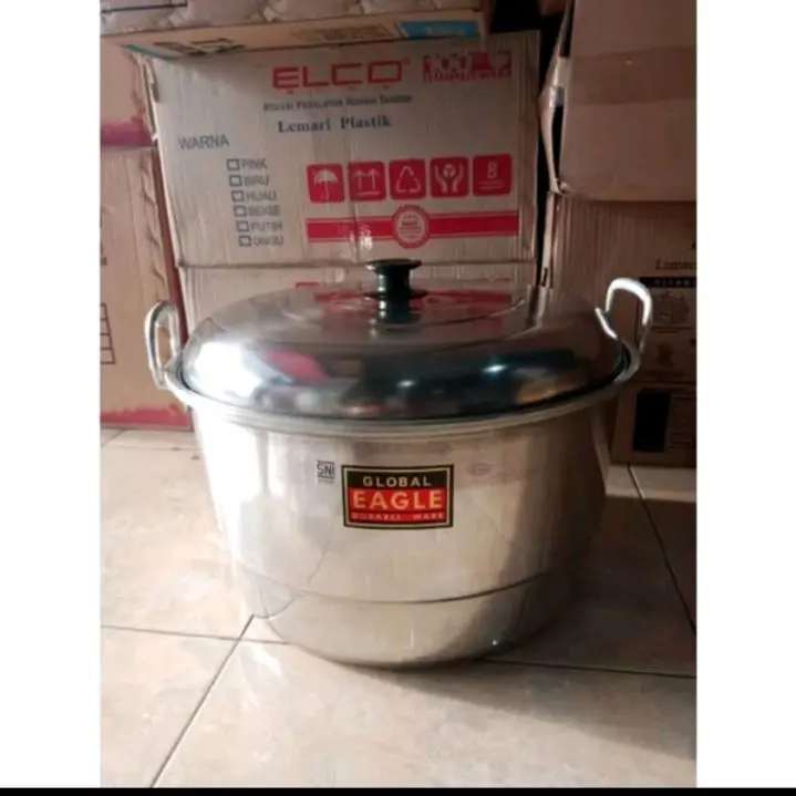 Global Eagle& jawa  Panci Besi Tahan Karat dengan Tutup Stainless Steel untuk Masak Makanan Lezat dan Aman (ready Jawa Maspion)
