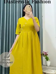 Daster Cringkel Airflow 120 Dapat 3- Daster Cringkel Kancing Depan Busui Lengan Pendek Best Seller -Daster Kringkel Viral - Dress Bumil Crinkle Airflow Panjang Wanita Hamil - Daster Kringkel 140 Dapat 3 Busui - daster cantik elegan dan mewah import