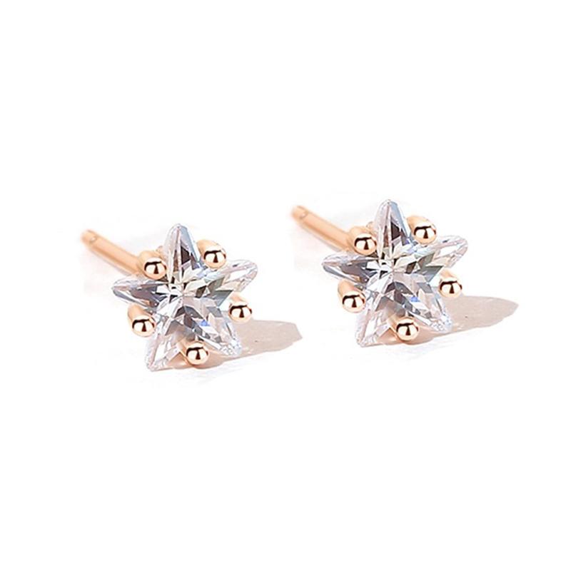 Sterling Silver 925 Earrings Star Shape Stone Đối với phụ nữ đeo hàng ngày Không phai 5