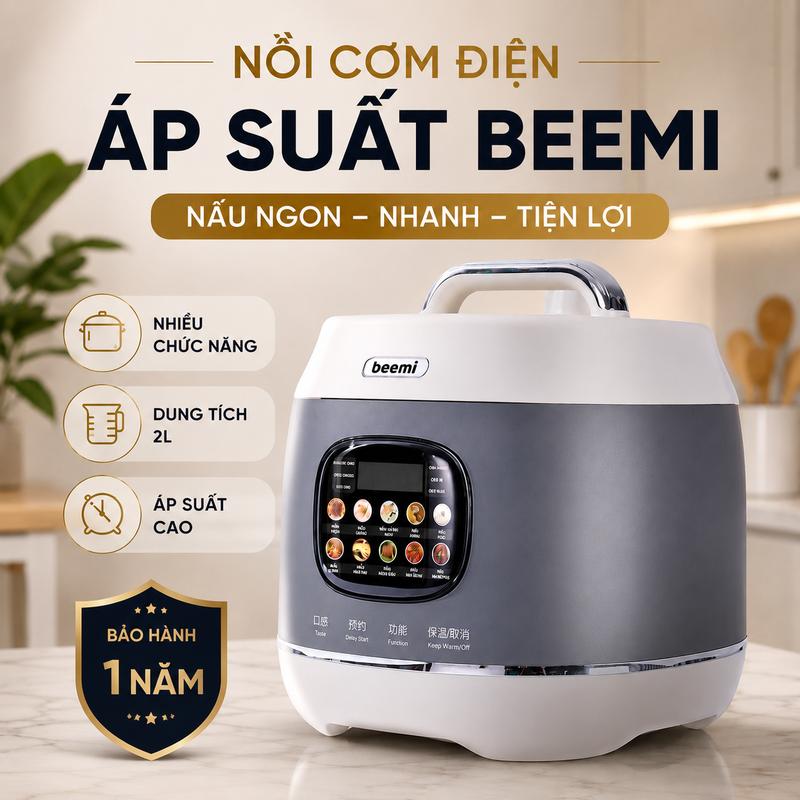 NỒI ÁP SUẤT ĐIỆN BEEMI ĐA NĂNG 6L – NẤU CƠM, HẦM XƯƠNG, CHÁO, LẨU, HẤP, LÀM BÁNH