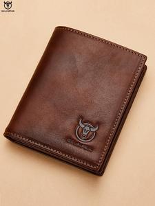 Cartera plegable corta de color liso para hombre de estilo sencillo para verano de 2024, Monedero informal de alta calidad de piel de vaca, Mini tarjetero multifuncional para uso diario