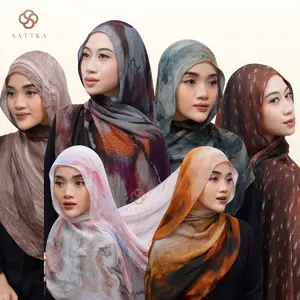 Pashmina Viscose Printed - Motif Corak Sattka | Watercolor Viscose - Aurora - Nebula - Selene - Deers - Saturn - Solara - Terra - Umbra