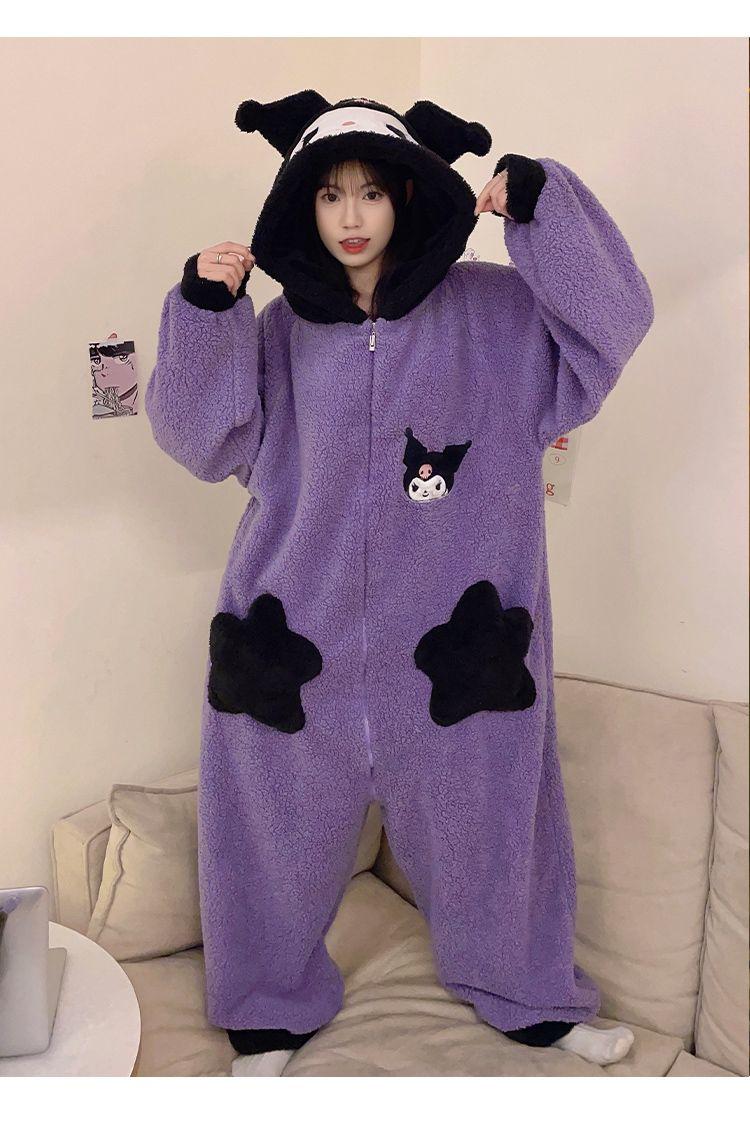 Product Introduction of Strawberry Bear One-Piece Coral Velvet Pajamas Female Stylish Simple and Versatile Flannel Cute Cartoon Student Can Be Outerwear Homewear 19