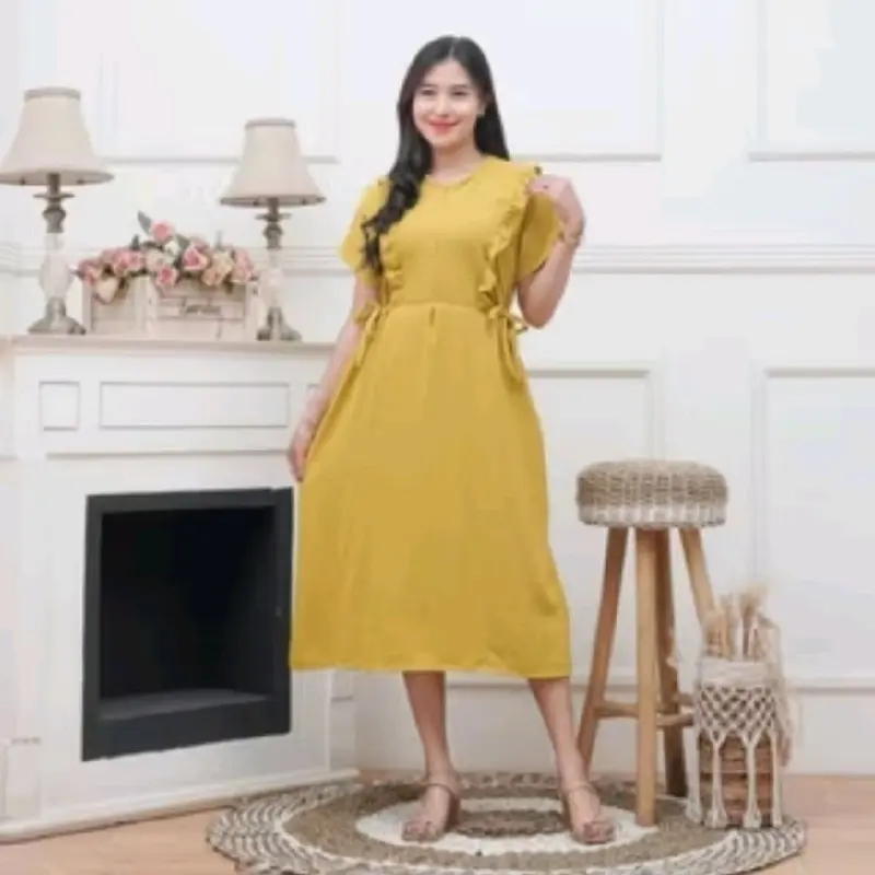 Paket Usaha 100 Ribu Dapat 3 PCS Daster Cringkel Busui Daster polos Terbaru kekinian Daster Dewasa kancing Dress Crinkle Airflow Wanita Panjang bunga Samping Midi dessy 2
