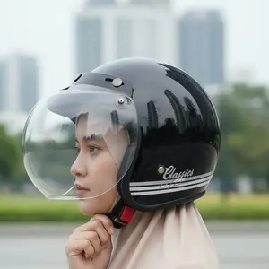 Helm Bogo Classic Full Leher / Helm Untuk Pria Dan Wanita Dewasa SNI Kaca Datar COD - Kaca  Motorcycle