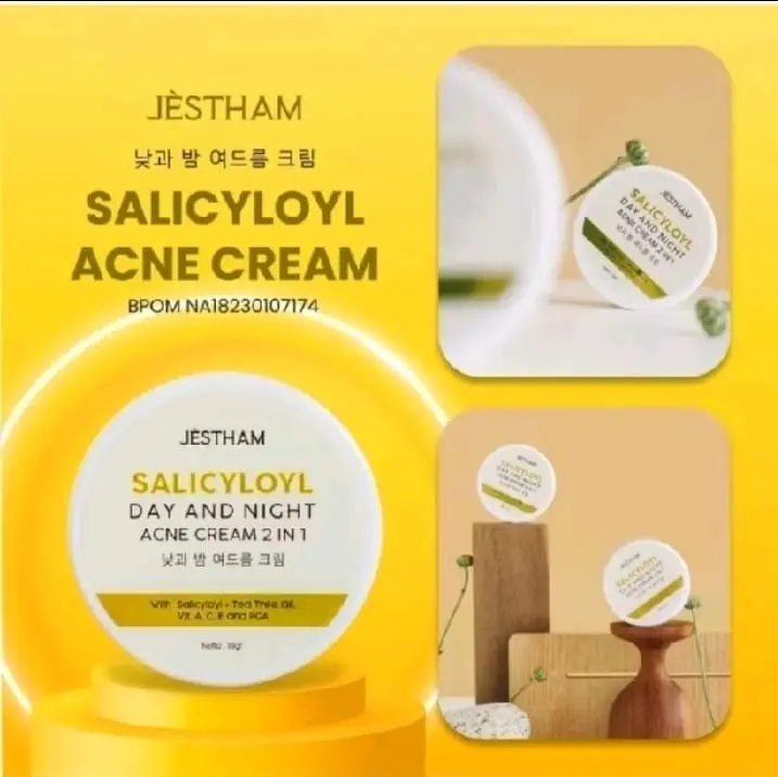 JESTHAM CREAM PENGHILANGAN JERAWAT PERMANEN || CALICYLOYL ACNE CREAM + TRANEXAMIC DAY AND NIGHT CREAM Perawatan Wajah Berjerawat Hitam Gatal Pria Mencerahkan Mengencangkan Komedo Bekasnya 3