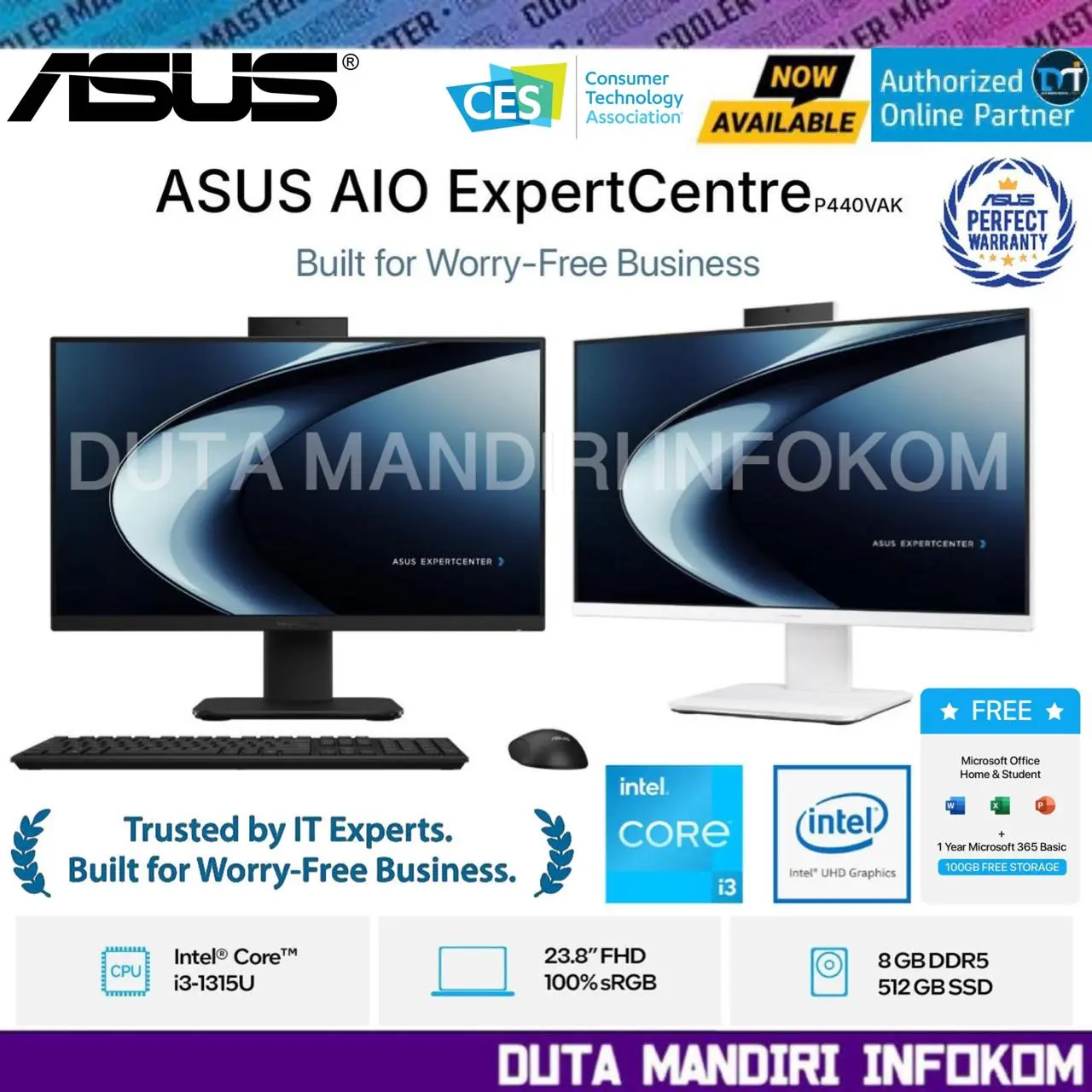ASUS AIO ExpertCentre P440VAK - Core i3 1315 8GB 512GB SSD Intel Graphics 23.8" FHD WIN11