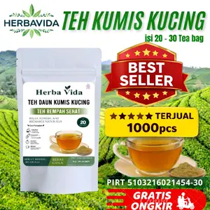 Teh Daun Kumis Kucing – Minuman Sehat 100% Herbal, Detoks Alami & Pelancar Buang Air Kecil isi 20 - 30 tea bag Minuman Bubuk rimpang Instan hijau