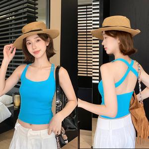 Cổ Yếm, Dễ Phối Đồ Đi Lại, Thiết Kế khoét Dây Đeo Vai Đôi, Chéo Lưng, Cổ Áo Vuông, Tấm Lót Có Thể Tháo Rời Có Thể Đeo Bên Trong Và Ngoài Trời, Kiểu Mang Theo, Đẹp