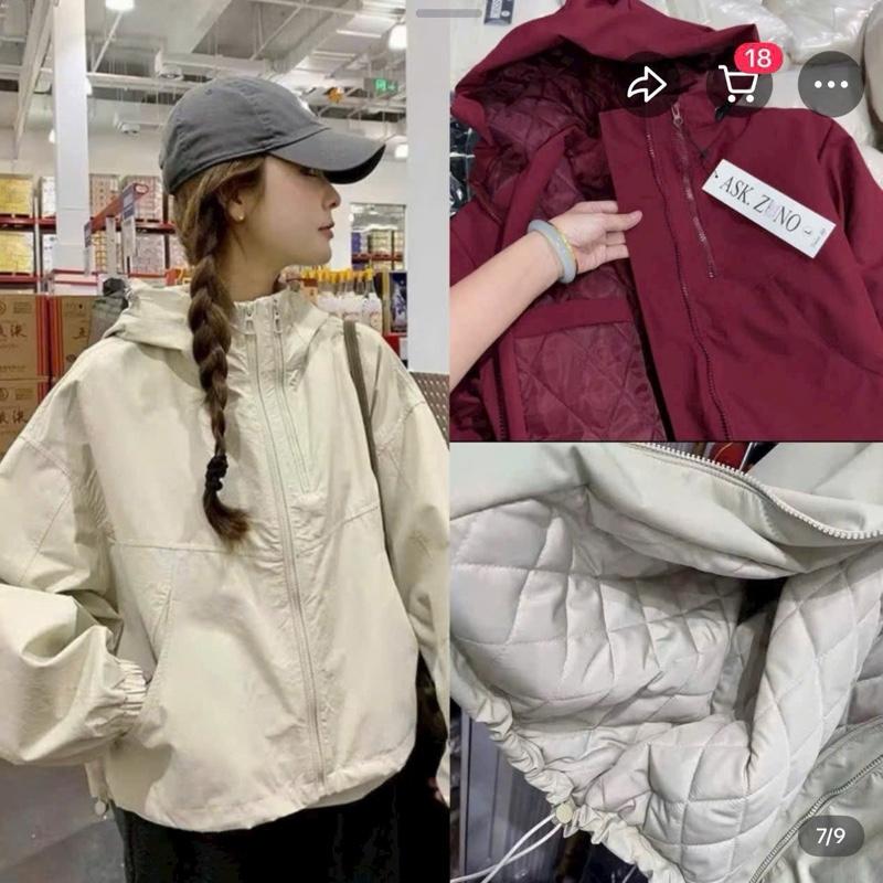 Mẫu Mới Áo Phao Trần Bông 2 Khoá Quả Trám Mũ To From Chuẩn Đẹp Giữ Ấm Cơ Thể Siêu Nhẹ