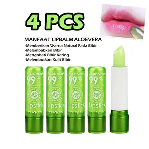( PROMO 4 PCS ) Lipstick Aloevera Shoothing Gel 99% Lip Balm / Merawat Bibir Agar Tetap Glossy / BISA COD