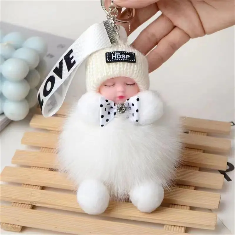 Móc Chìa Khóa Búp Bê Nhồi Bông Mặt Dây Chuyền Bông Pom Pom, Móc Chìa Khóa Em Bé Ngủ, Thiết Kế Sáng Tạo Và Dễ Thương, Thích Hợp Làm Đồ Trang Trí Mặt Dây Chuyền Ba Lô, Quà Tặng Phổ Biến 3