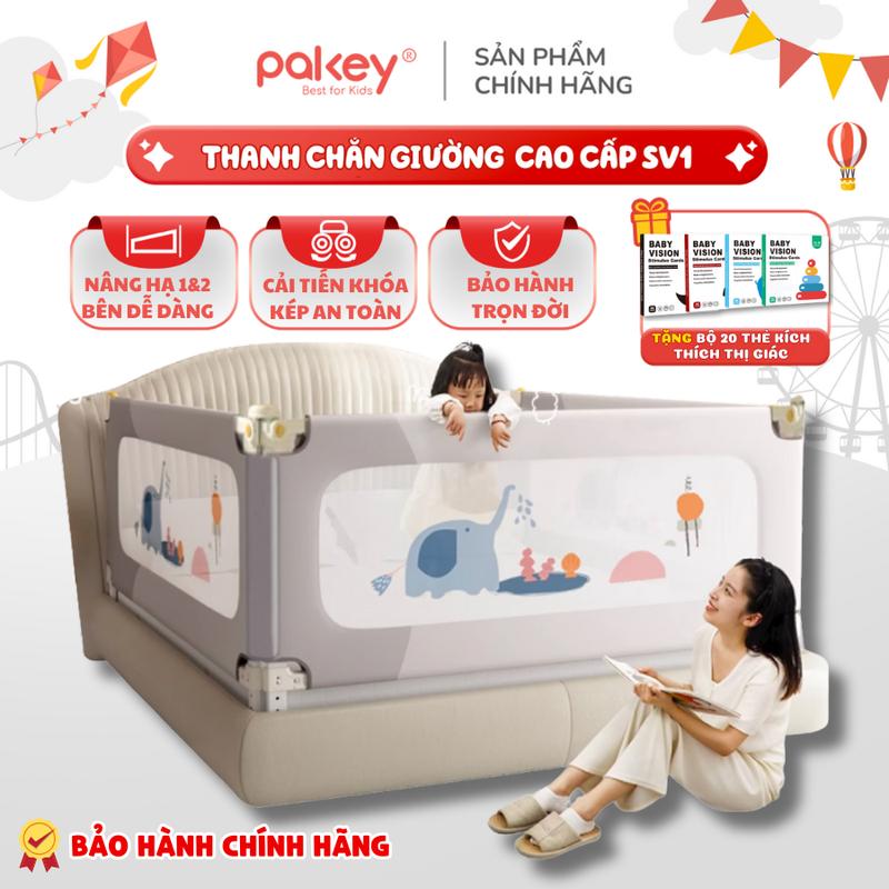  Thanh Chắn Giường Pakey Premium SV1 SB2 Nâng Hạ Tiện Lợi Cao Đến 105cm Bộc Xốp Cả 2 Thanh Bảo Vệ Bé An Toàn Bảo Hành Chính Hãng 
