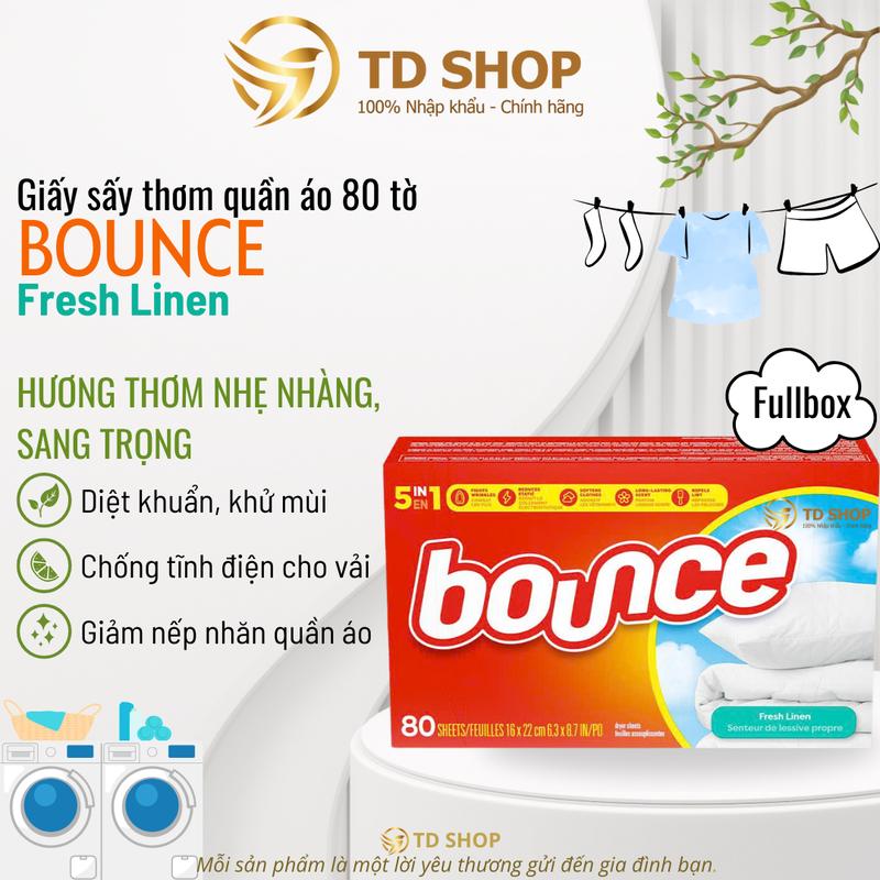   NK Mỹ Hộp nguyên  Giấy sấy thơm quần áo Bounce Sheets Outdoor Fresh 80 tờ | 120 tờ | 160 tờ - TD Shop 