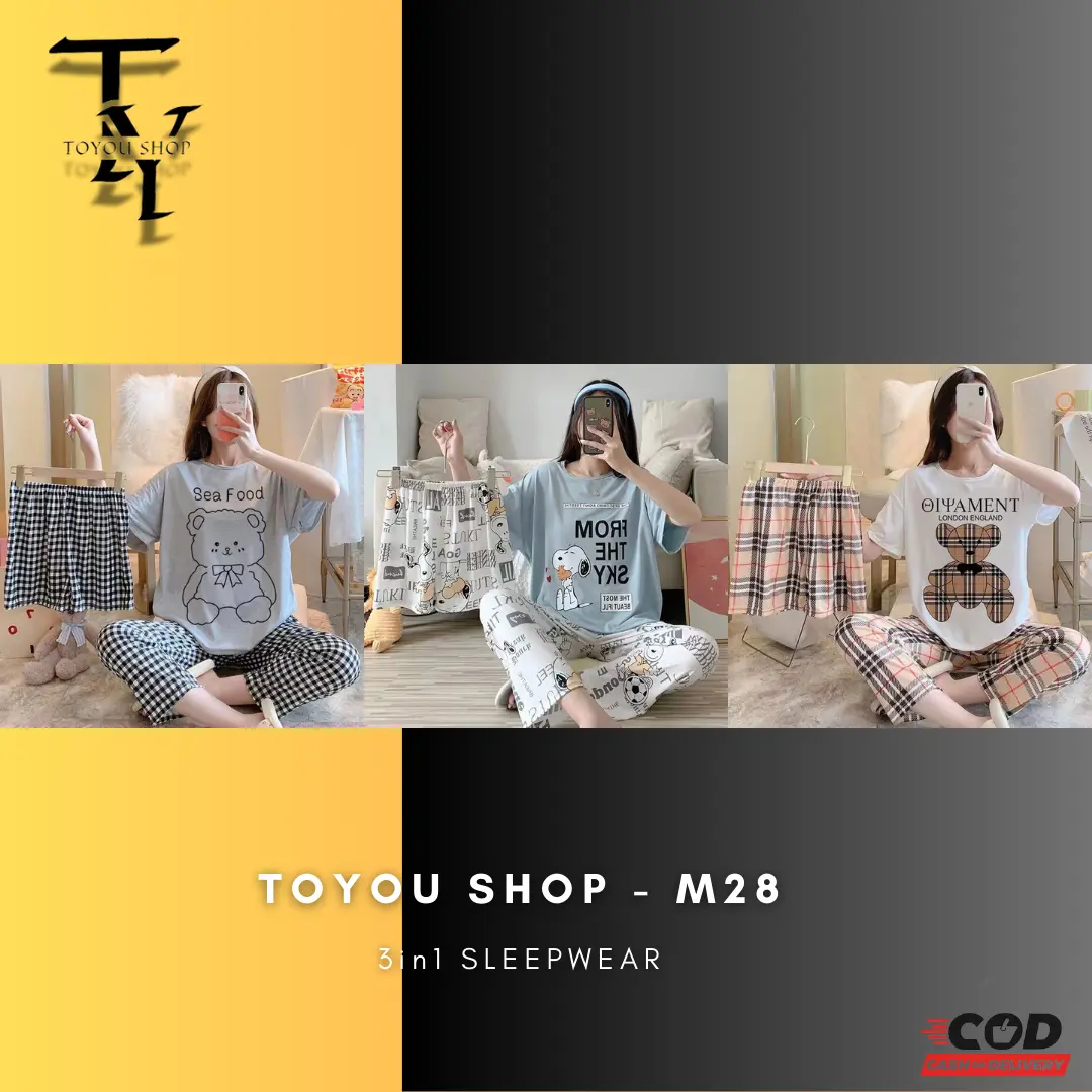 [TOYOU SHOP M28] PIYAMA 3 IN 1 | BAJU TIDUR WANITA | PIYAMA CP WANITA | SETELAN WANITA