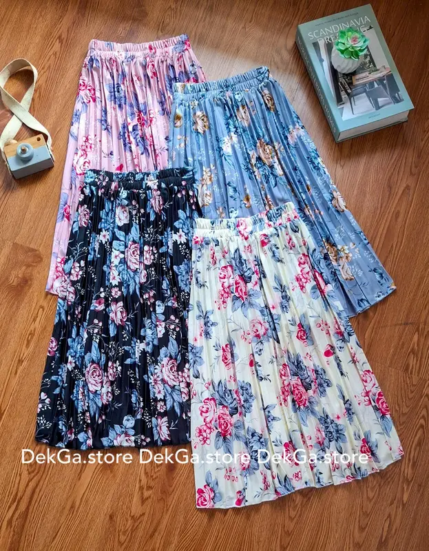 Rok panjang plisket premium couple rok anak sampai dewasa rok motif bunga mawar 1