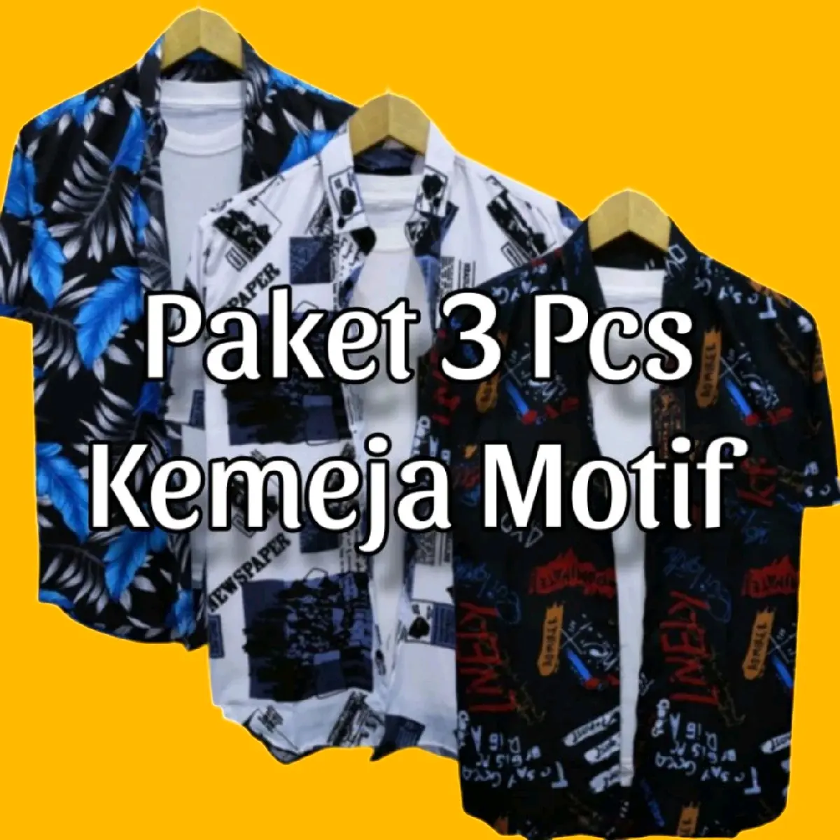 PAKET 3 PCS Kemeja Motif Surfing Pria Lengan Pendek Full Printing