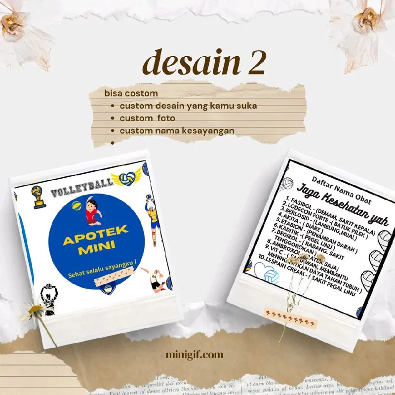 Kotak Obat Apotek Mini Bisa Costum Obat/Desain Stiker Untuk Orang tersayang 2
