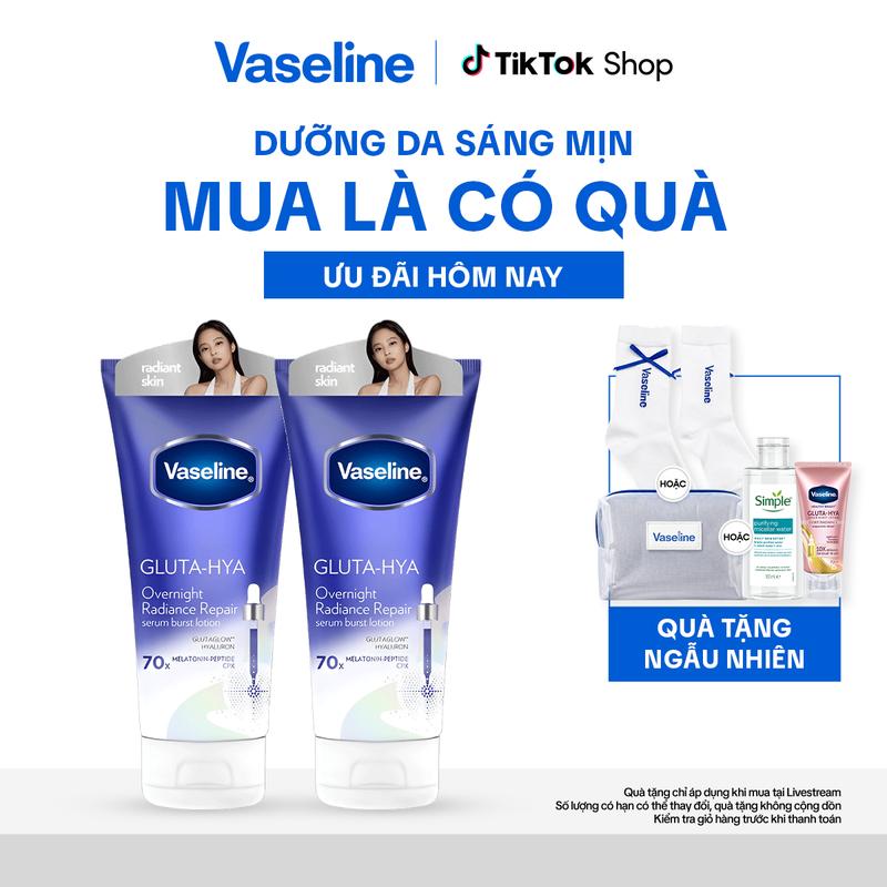 Combo 2 Mặt nạ serum dưỡng thể Vaseline Gluta Hya Overnight ẩm mịn, căng mướt 300ml x2 (bao bì tùy lô nhập hàng)