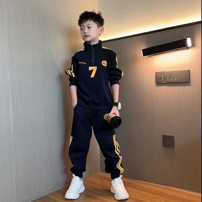  Bộ Quần Áo Thu Đông Cho Bé 16-48kg Chất Liệu Nỉ Bông Có Khóa Kéo 