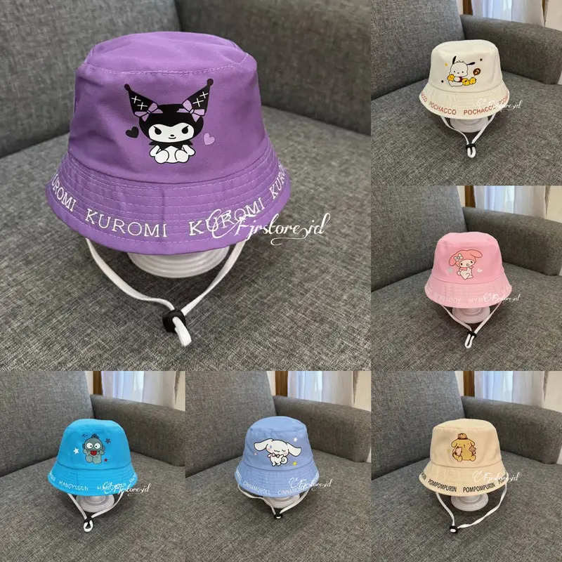 Topi Bucket Anak Perempuan Laki-laki Kuromi, Melody, dan Cinnamoroll 5