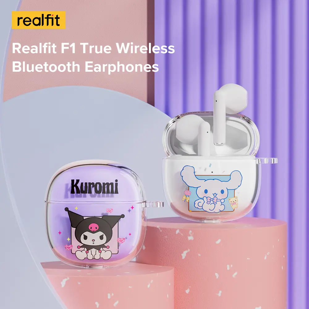 Tai Nghe Nhét Tai Nghe Bluetooth Realfit F1 TWS, Thiết Kế Hoạt Hình Dễ Thương, Đầy Màu Sắc, BT5.3, Tai Nghe Không Dây Mini, Có Mic | BigBuy360 - bigbuy360.vn