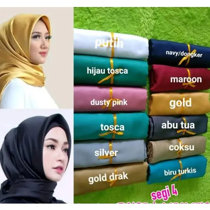 Hijab Segi Empat SATIN POLOS HQ 100% original