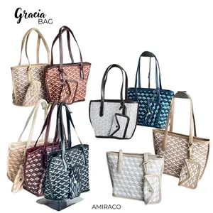 AMIRACO Tas Totebag Gracia Leather Premium Wanita 21x21cm Bahan Leather Printing Dengan Kunci Resleting & Dompet Gratis Stylish dan Elegan