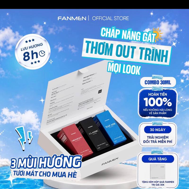 Fanmen Nước Hoa Fanmen Official Store - Combo 3Ml 3 Mùi Hương Tươi Mát Cho Mùa Hè - Lưu Hương 8H - Hoàn Tiền 100% - Trải Nghiệm Đổi Trả Miễn Phí
