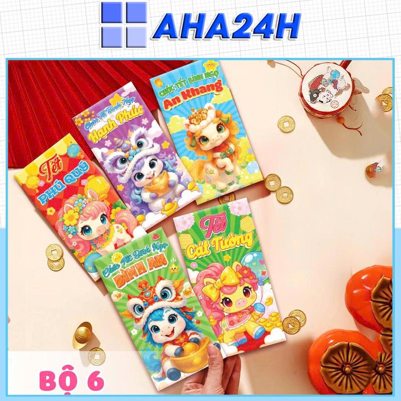  Set 100 bao lì xì Tết 2026 Bính Ngọ cao cấp nhiều mẫu hot giá sỉ  Mẫu 6  