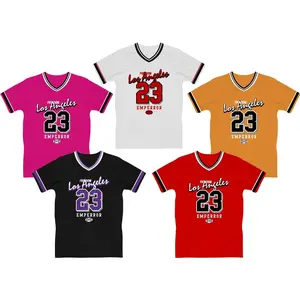 Kaos Distro Pria Wanita Kaos Baseball Kaos Angka Kaos Kerah V-neck T-Shirt Pria Wanita Baju Santai Katun Combed cowok