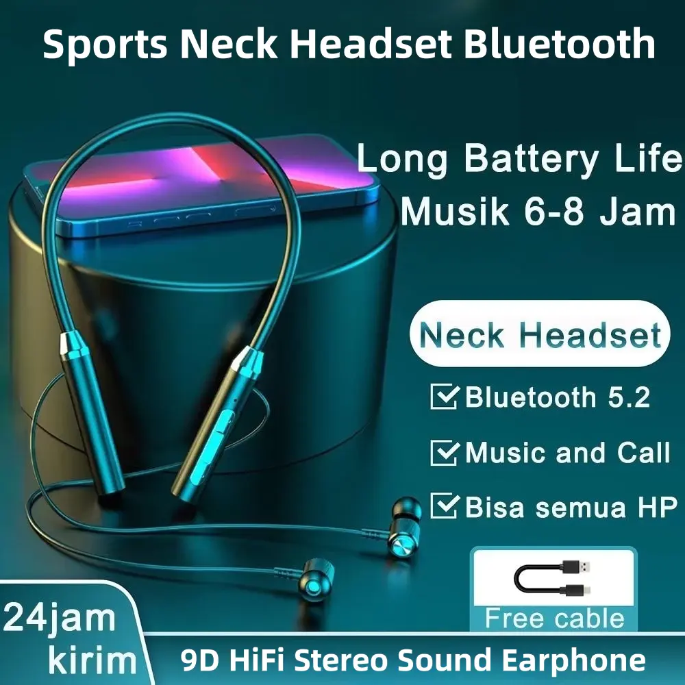 Olahraga tws Neck Headset Bluetooth leher olahraga Adsorpsi otomatis TWS Sports Neck Headset Bluetooth Waterproof Bass 9D HiFi Stereo Sound Earphone Waterproof Headphone Android/IOS with Microphone Sport Handset （cod）