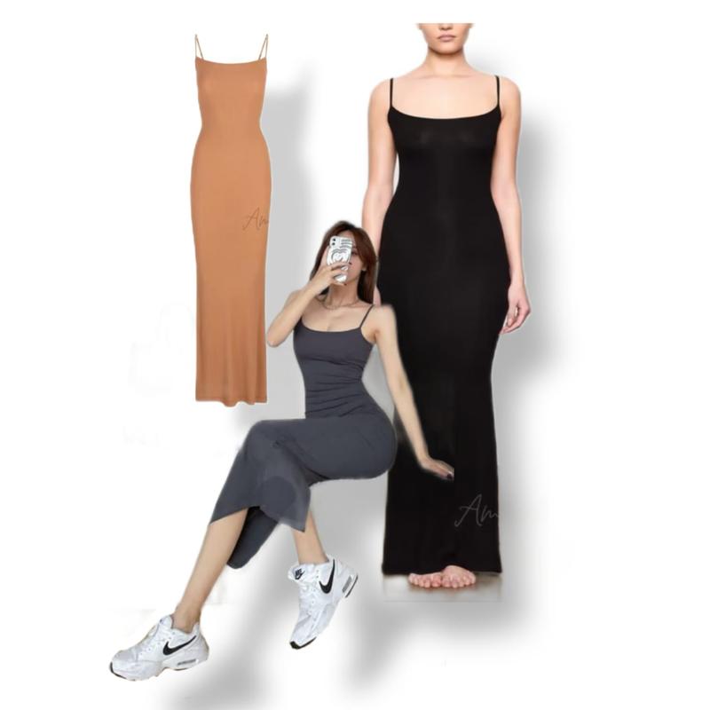 (PROMO) Long Dress Maxi Panjang | Dress Tanktop Maxi Bahan Spandek | Tanktop Kekinian 1