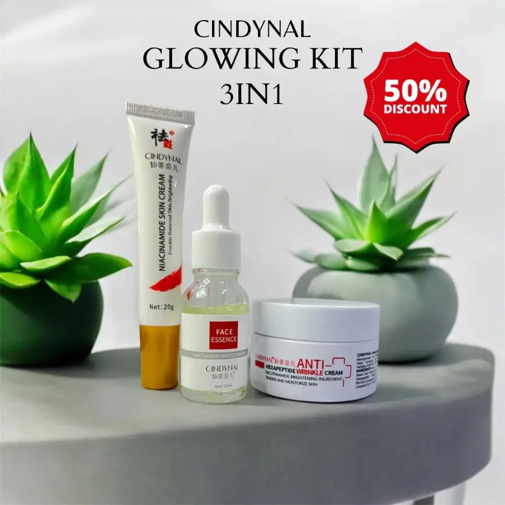 Cindynal Skincare Wajah BPOM 1 Paket Glowing Kit Cepat Putih,Anti Aging Dan Menghilangkan Flek Hitam