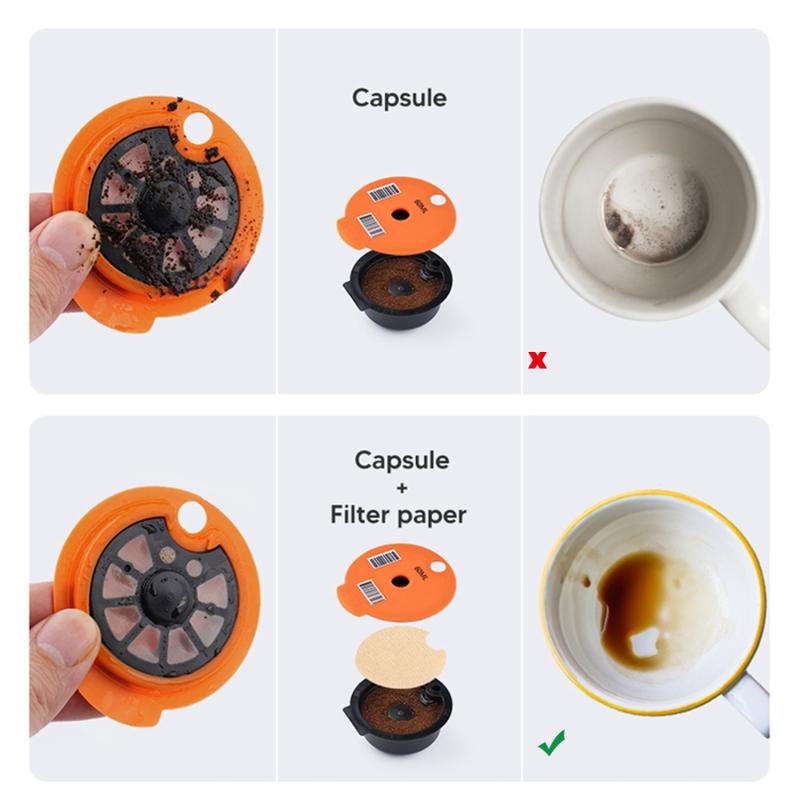 Product Introduction of 100pcs Disposible Paper Filter for Reusable Tassimo Coffee Capsule Protect From Block Keep Capsule for Cleaning 18