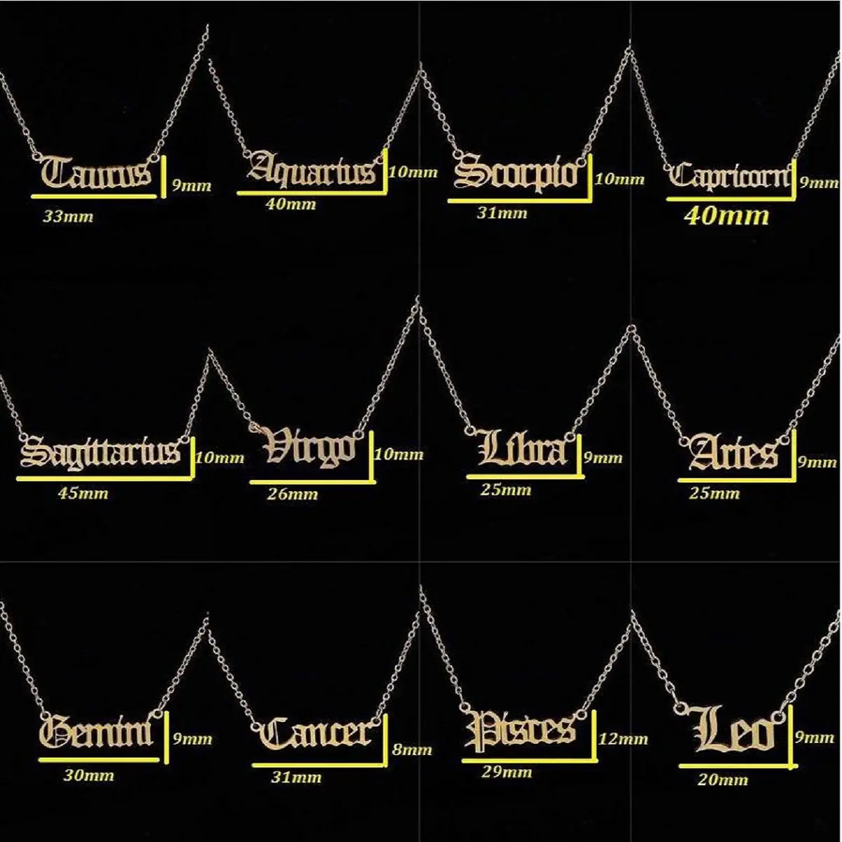 New Simple Twelve Constellation English Letter Sweater Necklace Women Color Preservation Clavicle Cha