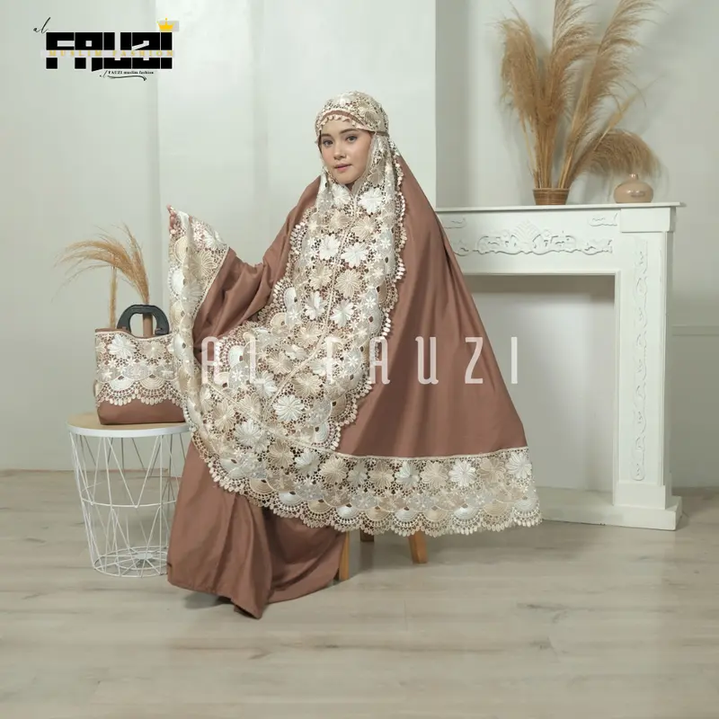 AL FAUZI - Mukena Zaina Dewasa Katun Renda Mix Twotone Jumbo Cantik Mewah Elegan 7