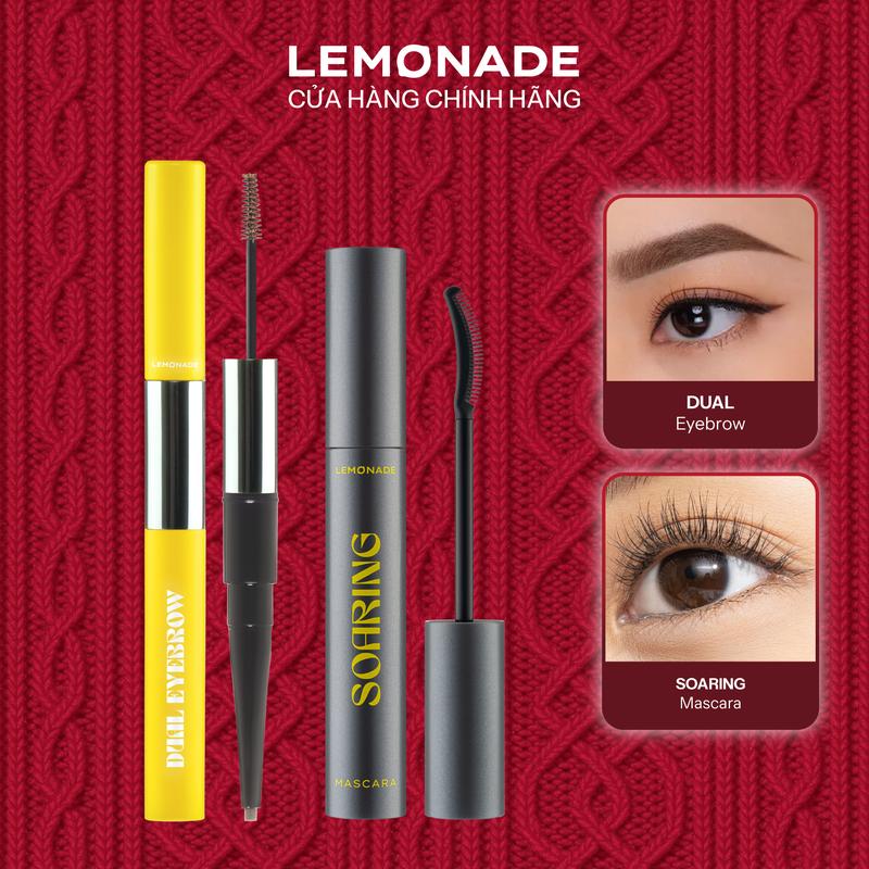 Combo 1 Chì kẻ mày 2 đầu bền màu Lemonade Dual Eyebrow 2.75gram và Chuốt mi tơi dài lâu trôi Lemonade Soaring Mascara 6ml