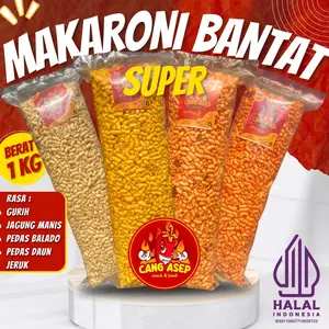 MAKARONI BANTAT PIPA SUPER 1KG-Cang Asep Cemilan Snack Food Pedas Keripik Makanan
