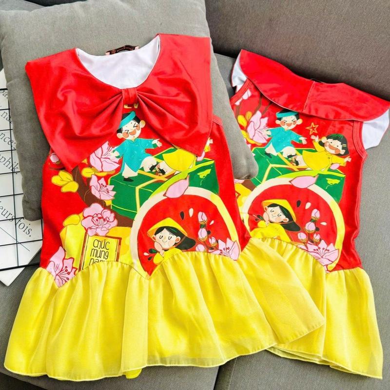   10kg tới 53kg  Đầm tầng xinh cho bé gái  chất thun lạnh mặc mát chất mềm mặc êm hình in hoạt hình dễ thương  sắc nét mặc bền Nữ Top Women đồ  vỗ bộ  dài bộ  dài 