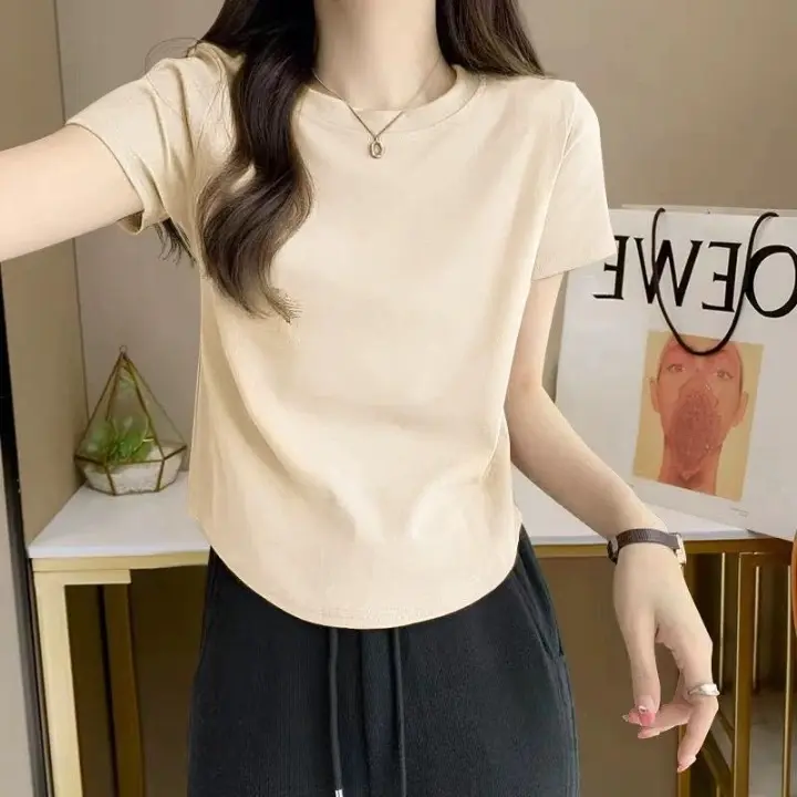 Kaos Polos Dewasa/Kaos Wanita Lengan Pendek/Kaos Oblong Wanita Distro Premium/Atasan/Baju Kasual/Baju Lengan Pendek Melar 7