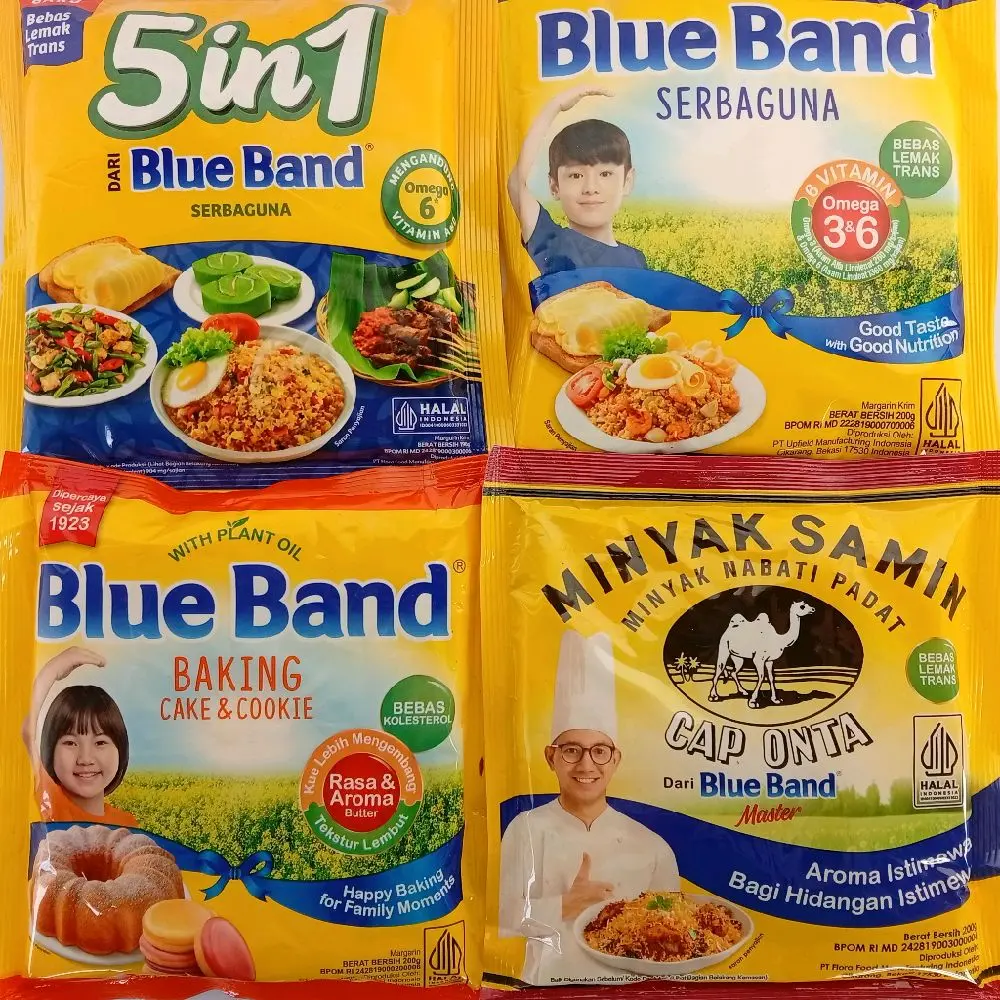 Blue band Serbaguna, Baking Cake & cookie, 5 in 1, minyak Samin nabati mentega/margarin kemasan bantal 200 gr