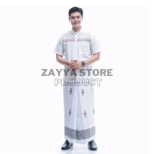 Paket Hemat Set Sarko Sarung Dan Baju Koko Pria Motif Jasuke Sarwon Kombinasi Bordir  Kancing Depan Kain Katun Halus  Nyaman 1