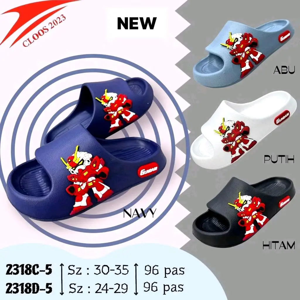 Sandal Selop Anak Cowok Slip On Motif Robot Eva Ringan Nyaman Terbaru Virall - Fashion