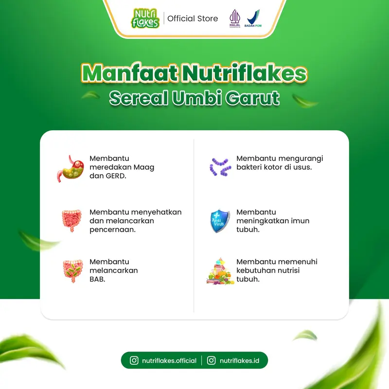 Nutriflakes Sereal Umbi Garut Bantu Redakan Asam Lambung dan Maag Paket 1 Box 2
